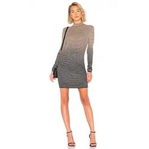 ATM Dip Dye stripe ribbed mock neck mini dress sz S